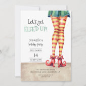 Let's Get ELFED UP! Fun Curly Shoes Holiday Party Kaart (Voorkant)