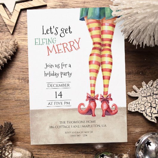 Let's Get ELFING Merry Fun Holidays Party Kaart