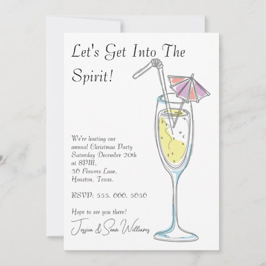 '"Let's Get Into The Spirit" Kerstfeest Invitatie' Kaart (Voorkant)
