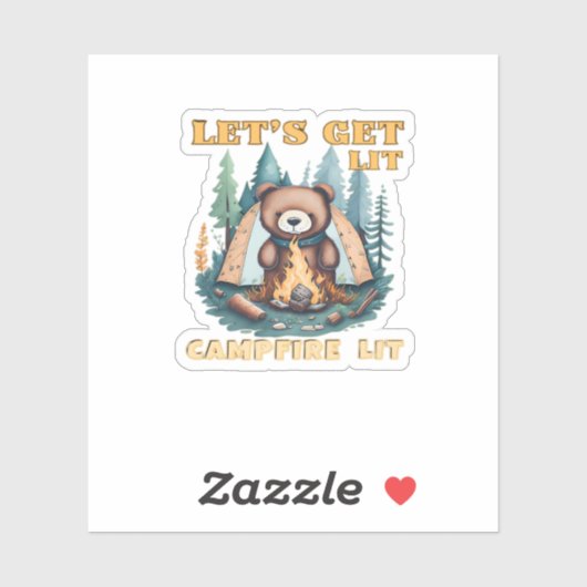 Let's Get Lit. Campfire Lit. Camping Lover Classic Sticker (Vel)