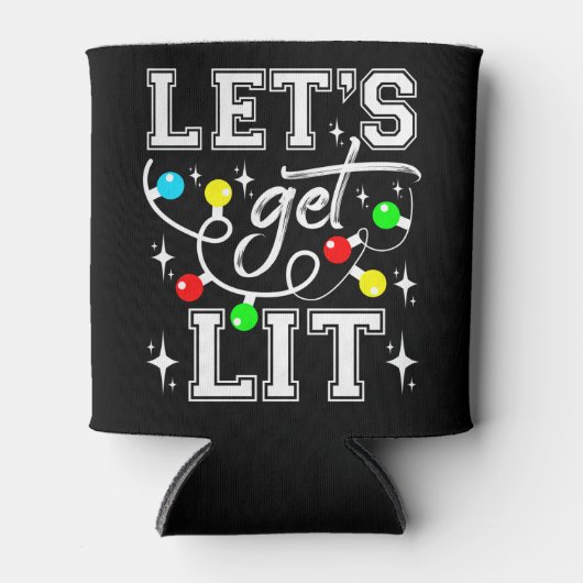 Let's Get Lit Christmas Party Funny - Kerstlicht Blikjeskoeler (Voorkant)