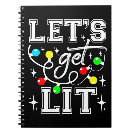 Let's Get Lit Christmas Party Funny - Kerstlicht Notitieboek (Voorkant)