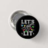 Let's Get Lit Christmas Party Funny - Kerstlicht Ronde Button 3,2 Cm (Voorkant /achterkant)