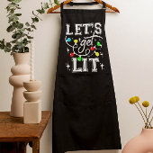 Let's Get Lit Christmas Party Funny - Kerstlicht Schort