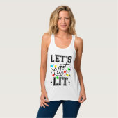 Let's Get Lit Christmas Party Funny - Kerstlicht Tanktop (Volledige Voorkant)