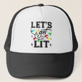 Let's Get Lit Christmas Party Funny - Kerstlicht Trucker Pet (Voorkant)