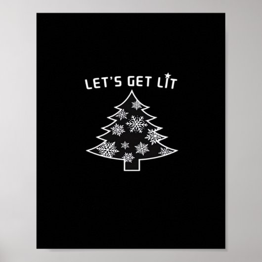 Let's Get Lit Christmas Tree Holiday Lights Essent Poster (Voorkant)