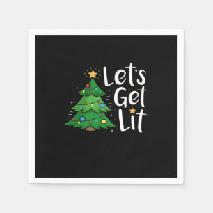 Let's Get Lit Christmas Tree Lights Funny Classic Servet