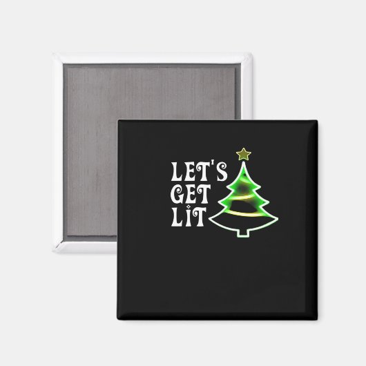 Let's Get Lit Design Adult Funny Christmas Essenti Magneet (Voorkant / Achterkant)