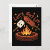 Let's Get Lit Firepit - Schattigee Marshmallow & H Briefkaart (Voorkant / Achterkant)