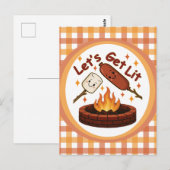 Let's Get Lit Firepit - Schattigee Marshmallow & H Briefkaart (Voorkant / Achterkant)