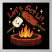 Let's Get Lit Firepit - Schattigee Marshmallow & H Poster (Voorkant)