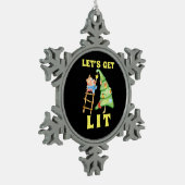 Let's Get Lit Funny Christmas Drink Classic Tin Sneeuwvlok Ornament (Links)