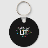 Lets Get Lit Funny Christmas Drinking Apparel Xma Sleutelhanger (Voorkant)