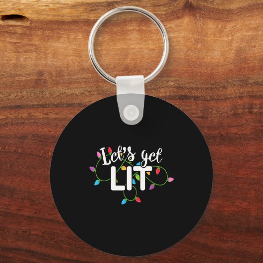 Lets Get Lit Funny Christmas Drinking Apparel Xma Sleutelhanger (Voorkant)