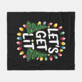 Let's Get Lit Funny Christmas Drinking Xmas Lights Fleece Deken (Voorkant (Horizontaal))