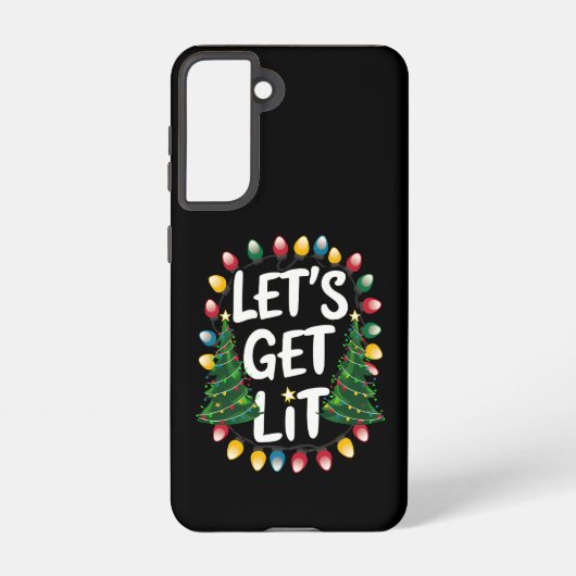 Let's Get Lit Funny Christmas Drinking Xmas Lights Samsung Galaxy Hoesje (Achterkant)