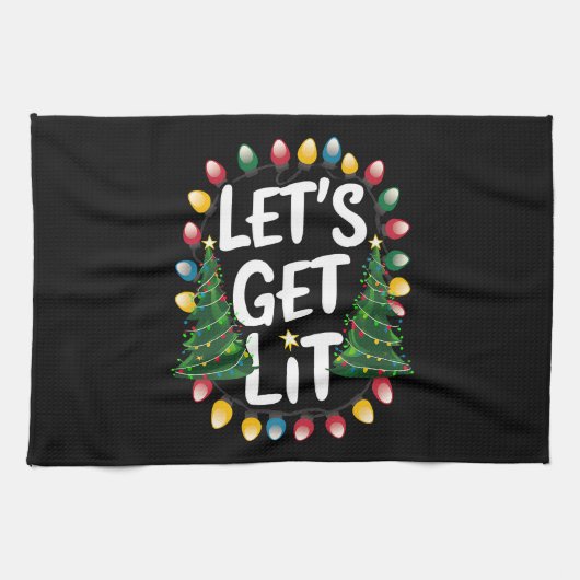 Let's Get Lit Funny Christmas Drinking Xmas Lights Theedoek (Horizontaal)