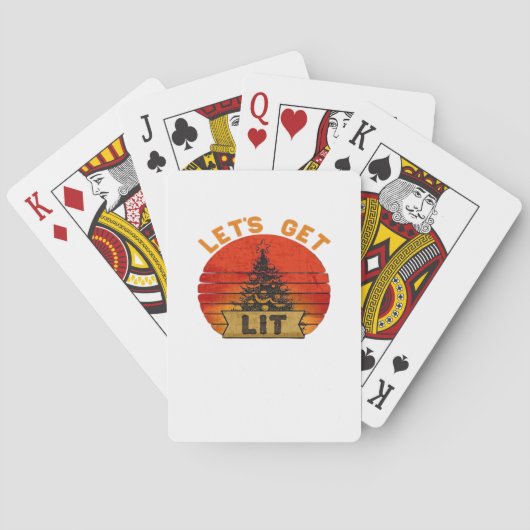 Let's Get Lit Funny Christmas Humor Quote  Pokerkaarten (Achterkant)