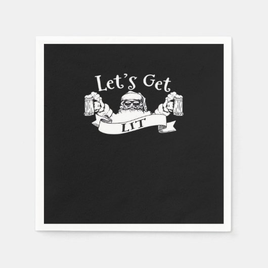 Let's Get Lit Funny Santa Beer Drink kerst Servet (Voorkant)