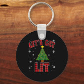 Let's Get Lit Red Buffalo Plaid Christmas Pajama D Sleutelhanger (Voorkant)