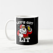 Let's Get Lit Santa Claus Drinking Beer Christmas Koffiemok (Links)