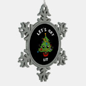 Let's Get Lit - Schattige Grappig Kerstboom Ontwer Tin Sneeuwvlok Ornament (Links)