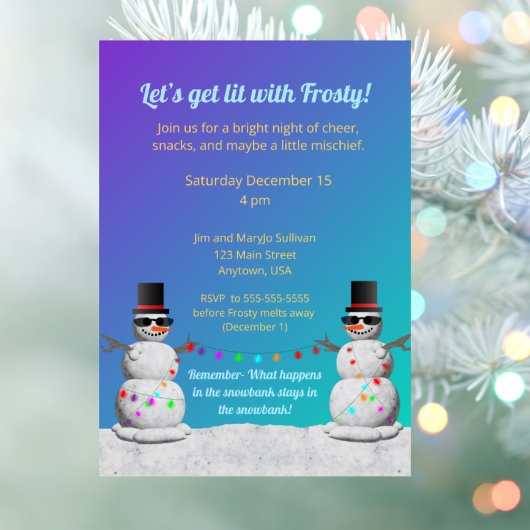 Let's Get Lit with Frosty Invitation