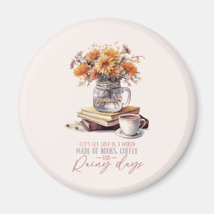 Let's Get Lost - Boeken, koffie en regen rustiek Magneet