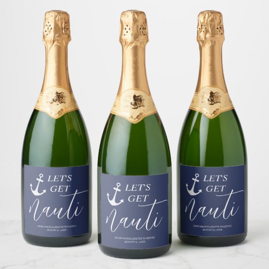 Let's Get Nauti Wijn & Mousserende Wijn Label Sparkling Wijnetiket (Flessen)