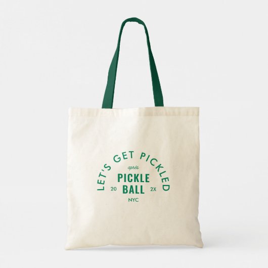 Let's Get Pickled Après Pickle Ball Green Handle Tote Bag (Achterkant)
