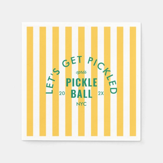Let's Get Pickled Après Pickleball Yellow Stripe Servet (Voorkant)