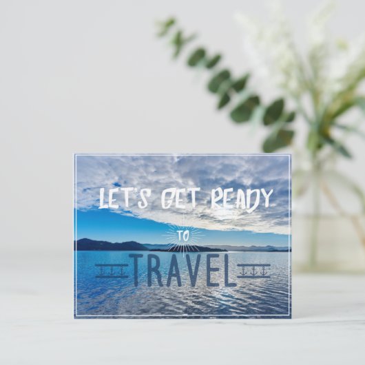 Let's get read to travel Typography Postcard Briefkaart (Staand voorkant)