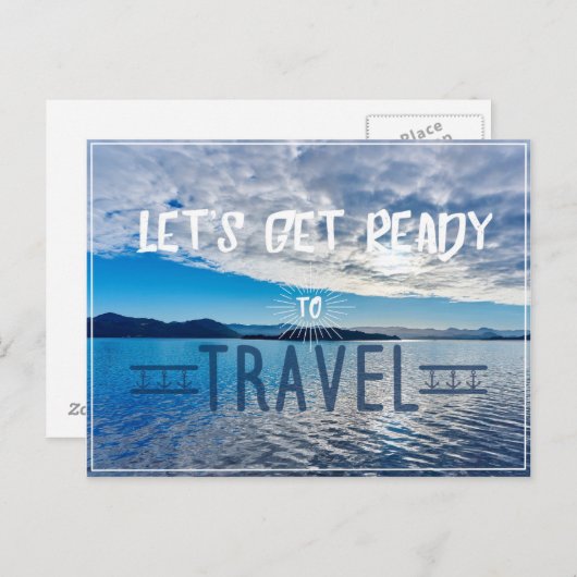 Let's get read to travel Typography Postcard Briefkaart (Voorkant / Achterkant)