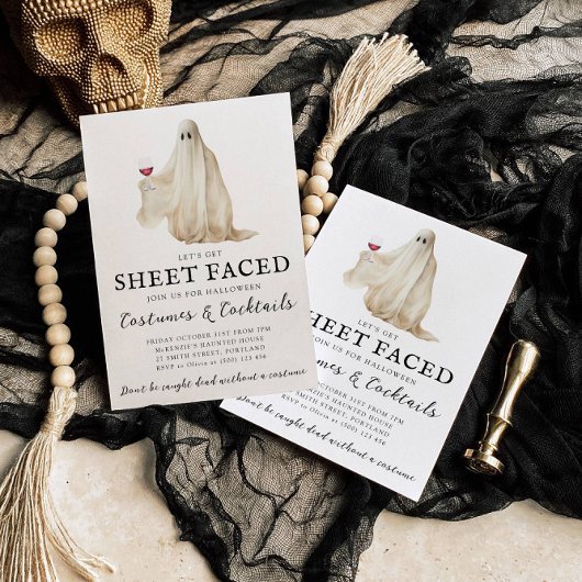 Let's Get Sheet Faced Halloween Invitation