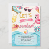 Let's Get Soaked Summer Pool Birthday Party Kaart (Voorkant)