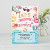 Let's Get Soaked Summer Pool Birthday Party Kaart (Staand voorkant)
