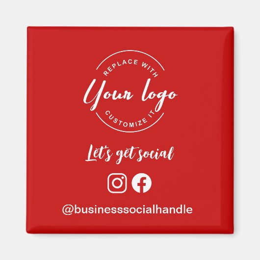 Let's get social Icons Connect Social Handle Red Magneet (Voorkant)