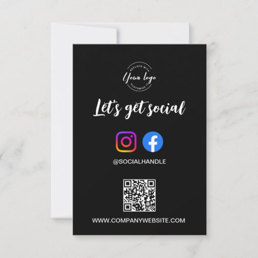 Let's Get Social Media website Custom logo QR code Kaart (Voorkant)