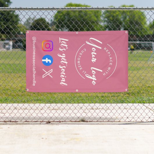 Let's Get Social Media website Custom roze Spandoek (Insitu)