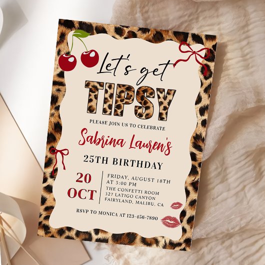 Let's get Tipsy Leopard Cheetah Birthday Kaart