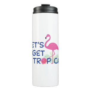 Lets-get-Tropical-roze-Flamingo Summer Thermosbeker