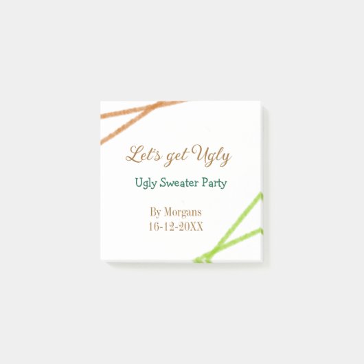 Let's get ugly Christmas ugly sweater Partyorange  Post-it® Notes (Voorkant)