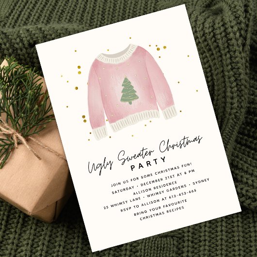 Let's get Ugly Fun Ugly Sweater Christmas Party Kaart
