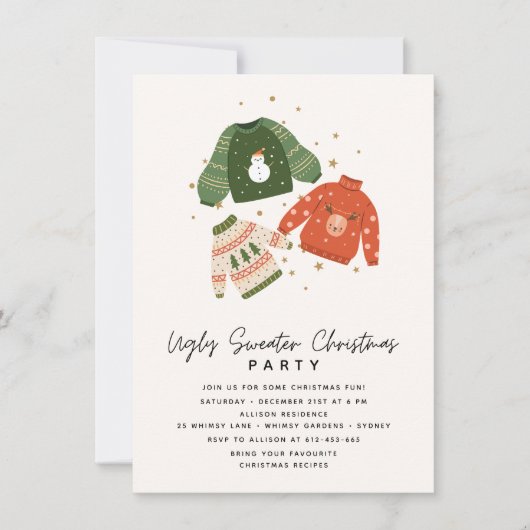 Let's get Ugly Modern Ugly Sweater Christmas Party Kaart (Voorkant)