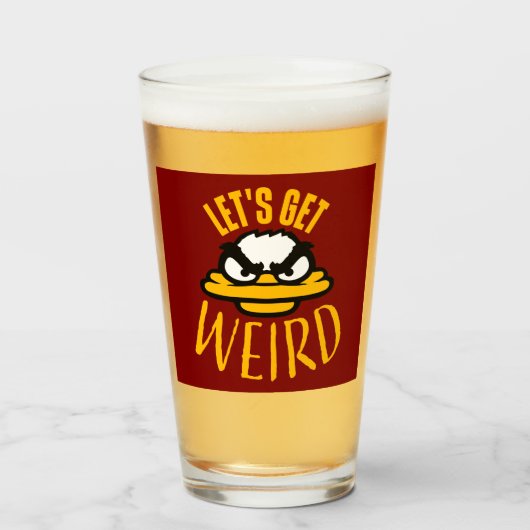 Let's Get Weird Crazy Evil Mad Duck Bird Glas (Voorkant gevuld)