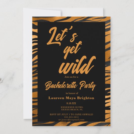 Lets get Wild Bachelorette Party Invitation (Devant)