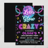 Let's Glow Crazy discofeest uitnodiging - discobal (Voorkant / Achterkant)
