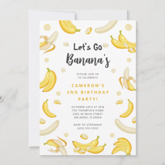 Let's Go Bananas Birthday Invitation (Devant)