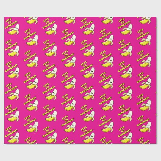 Let's Go Bananas, Helderroze Cadeaupapier (Vlak)